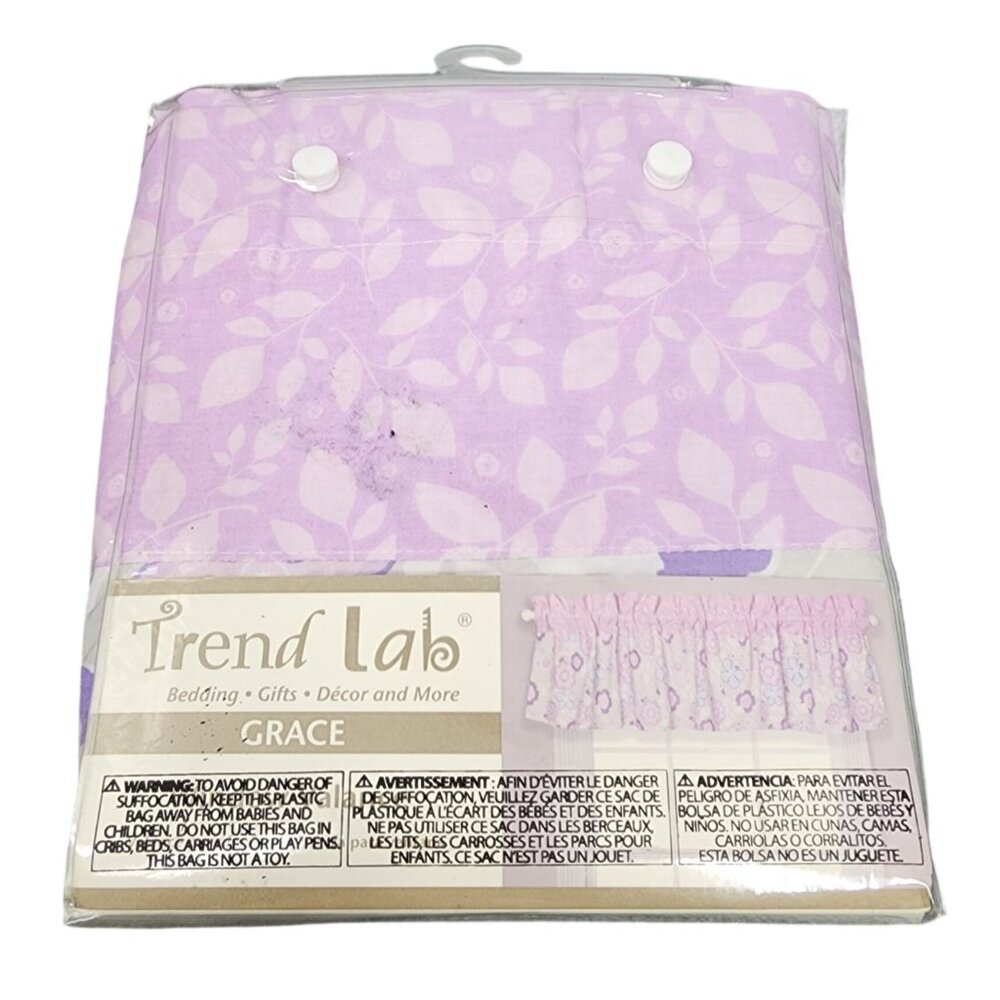 Trend Lab Nursery Purple Valance Curtain Nursery Set Grace Floral Pink
